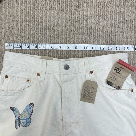 Levi’s 501 Original Fit Straight Leg Butterfly Print Jeans Size 28X28 Women - Picture 12 of 16